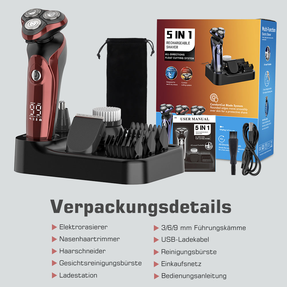 FK8600 Multifunktionales Elektrorasierer-Set Bordeauxrot