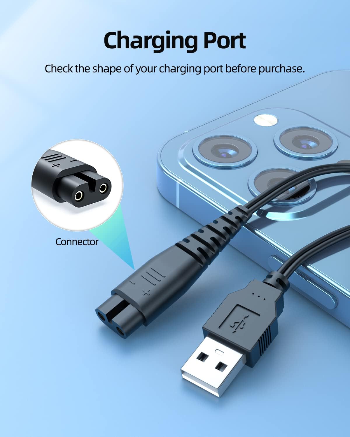 USB-ladegerät Kabel passend für Amurhey Hair Clippers Bartschneider  Rasierer Ersatz-Ladekabel
